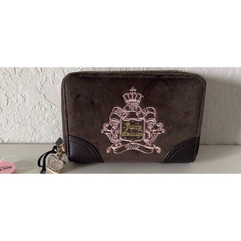 Juicy Couture Juicy For All Double Zip Around Wallet Chocolate Brown NEW NO TAGS